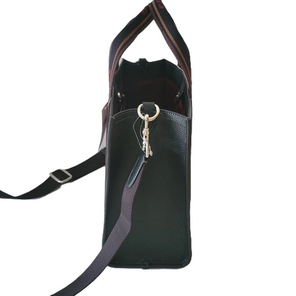 Coach CU997 Leather Web Smith Tote Crossbody Handbag Black Multi - Picture 3 of 7